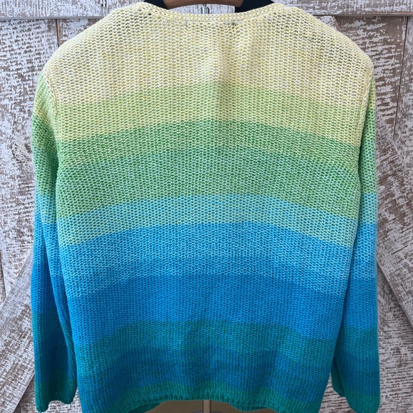 Northern Isles Gradient Blue and Green Women's Sweater - Picture 2 of 6